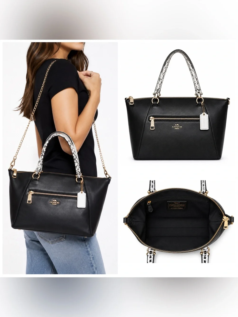 Coach: 5 Piece Set: Prairie Python Satchel with Free Wristlet, Scarfs & Dust Bag